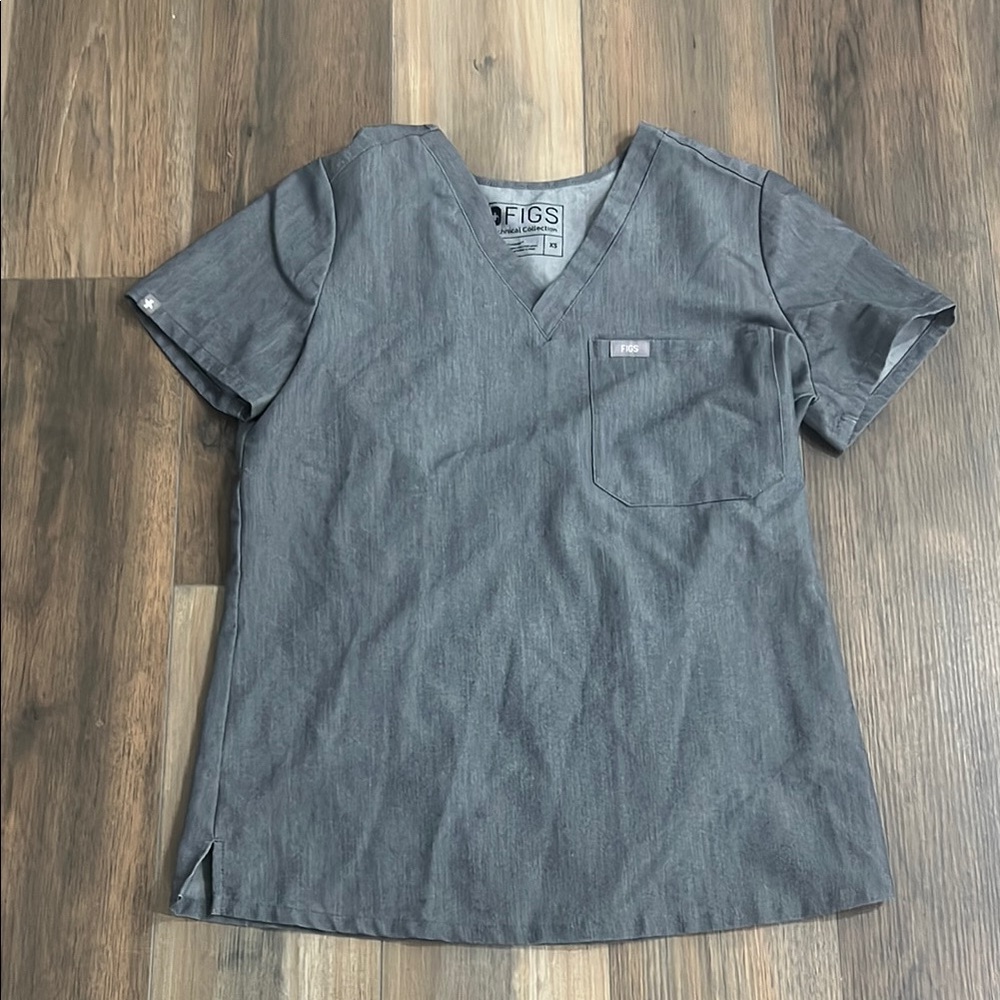 Figs Gray V Neck  Top